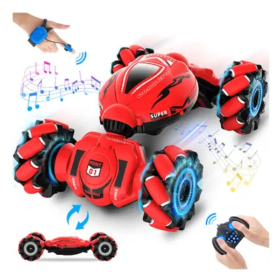 (Red Car) 1:18 Drift Remote Control Car for Kids Toy Car Radio Watch Gesture Sensor RC Stunt Car