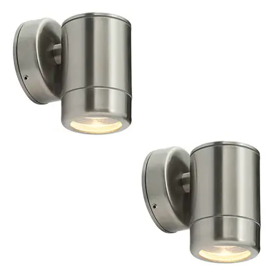 2 PACK Outdoor IP65 Wall Downlight - Dimmable 7W LED GU10 - Stainless Steel