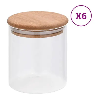 vidaXL 6x Storage Glass Jars with Bamboo Lid ml Storage Bottle Furniture