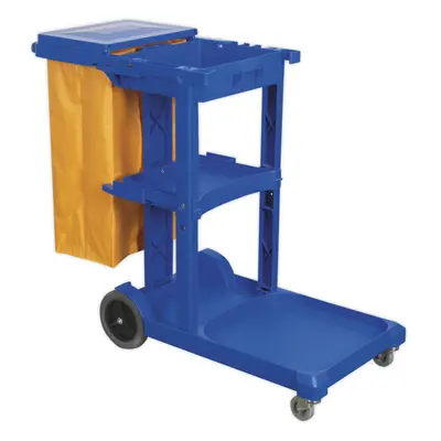 Janitorial Cleaning Trolley - Multiple Shelve - Holds Mop Buckets - Housekeeping