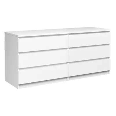 Wide Chest of Drawers (3+3) in White High Gloss