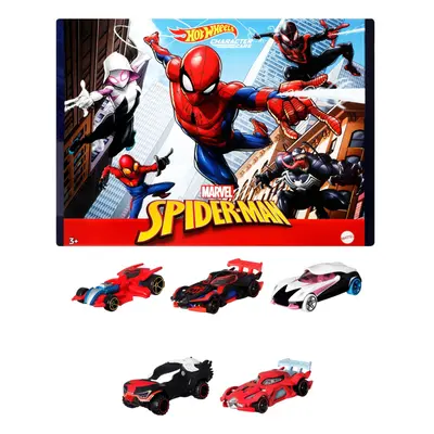 Hot Wheels Marvel Spider-Man 5-Pack 1:64 Scale Toy Cars, Spider-Man, Proto-Suit , Miles Morales,