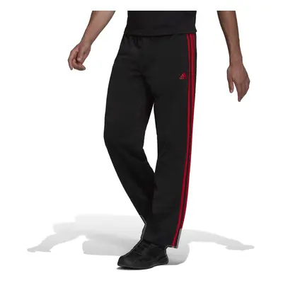 adidas Men's Essentials Warm-up Open Hem 3-stripes Tracksuit Bottoms Black/Scarlet X-Small/31 In