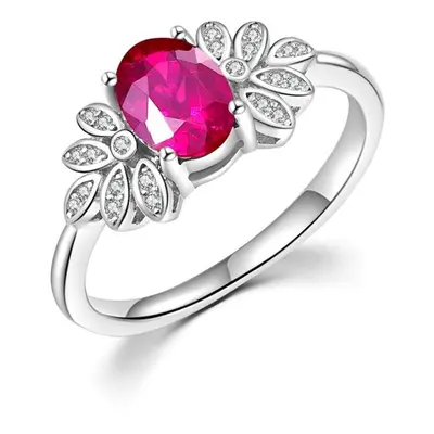 (red, US RING SIZE:9#) Sterling Silver Light Luxury Design Natural Filled Ruby Rings Luxury Wome