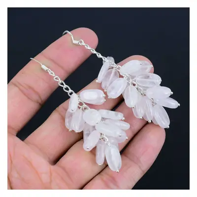 Rose Quartz Gemstone Earrings Solid Sterling Silver Handmade Earrings Jewelry Gift For Women And