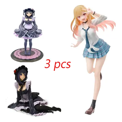 (3 pcs) 12cm My Dress-Up Darling Anime Figure Black Maid Outfit Kitagawa Marin Action Figure Shi