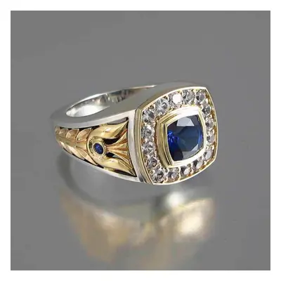 (as the picture, 6) Ring For Men Natural Carat Sapphire With Diamond Jewelry Anillos De Bizuteri