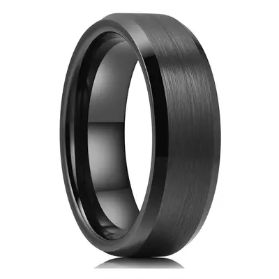 King Will BASIC 7mm Men Black Tungsten Carbide Wedding Ring Brushed Fi