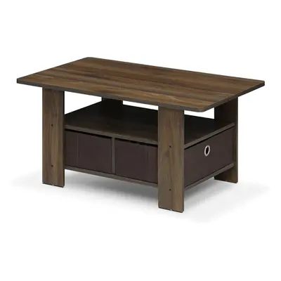 (Columbia Walnut/Dark Brown) Coffee Table with Bin Drawer, Columbia Walnut/Dark Brown