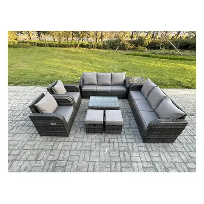 Fimous Rattan Outdoor Garden Furniture Sofa Set Patio Table & Chairs Set with Side Table Small F