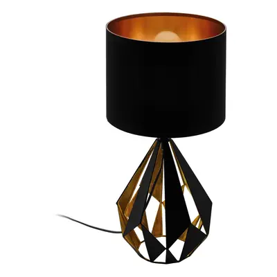 Table Lamp Desk Light Black Shade & Copper Geometric x 60W E27 Bulb