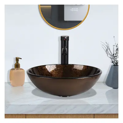 (Brown & Round) Bathroom Sink Basin Countertop Wash Bowl Basin UK