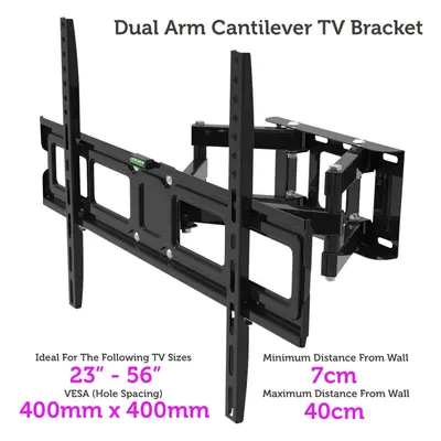 23" to 56" DUAL ARM Full Motion TV Wall Bracket Cantilever Tilting Screen Mount