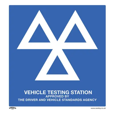 1x MOT TESTING STATION Safety Sign - Rigid Plastic x 625mm Warning Plate