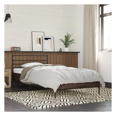 vidaXL Bed Frame Brown Oak 90x200 cm Engineered Wood and Metal