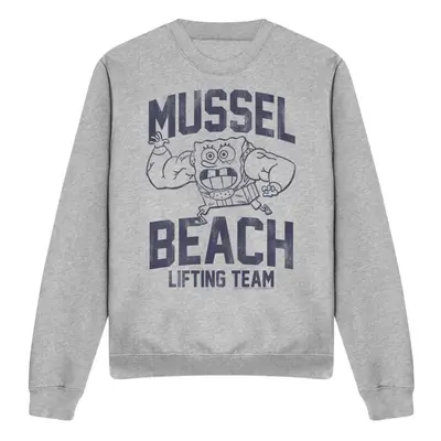 (XL, Sport Heather) SpongeBob SquarePants Unisex Adult Mussle Beach Lifting Team Sweatshirt