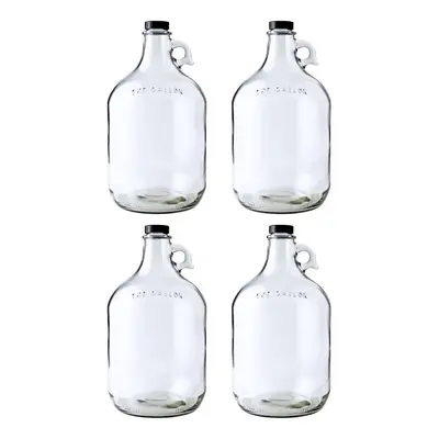 FastRack 128oz Growler Gallon Glass Beer Growler Pack with Polyseal Caps Clear Growlers for Beer