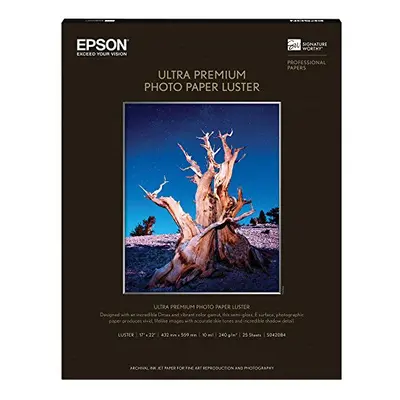 Epson Ultra Premium Photo Paper LUSTER (17x22 Inches Sheets) (S042084) White