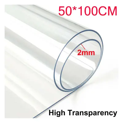 (50X100Cm/19.7"X39") 2Mm Thick Clear Transparent Vinyl PVC Tablecloth Table Protector Plastic Co