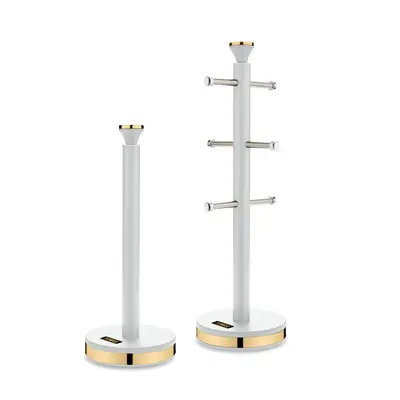 Tower T826135WHT Cavaletto Towel Pole and Mug Tree Set - Optic White