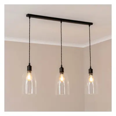 ValueLights Kira Dome Glass Matte Black Drop Diner Ceiling Light