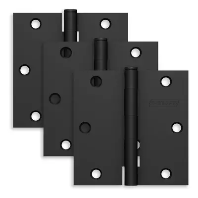 Schlage 3.5"" Door Hinge with Square Corner in Matte Black (3-Pack)