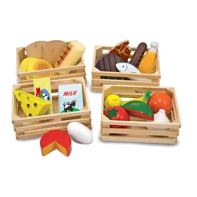 Melissa & Doug Food Groups - Hand-Painted Wooden Pieces and Crates