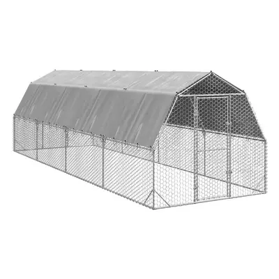 (With roof, 2.5 x x 2.25 m) vidaXL Chicken Run 2.5x4x2.25 m Galvanised Steel walk-in chicken run