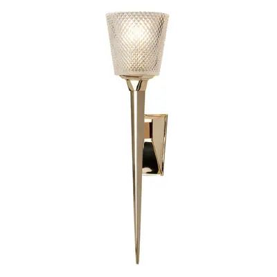 Wall Light IP44 Cut Glass Shade Torchiere Polished Gold LED G9 3.5W