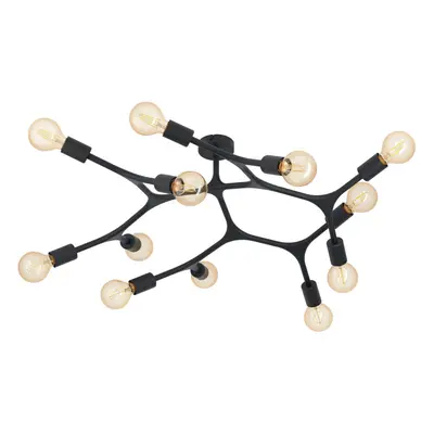 Flush Bulb Ceiling Light Colour Black Arms & Lamp Holders Bulb E27 12x60W