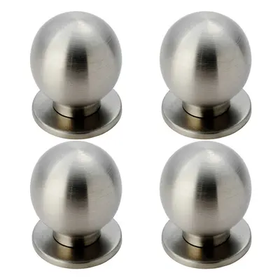 4x Small Solid Ball Cupboard Door Knob 25mm Dia Stainless Steel Cabinet Handle