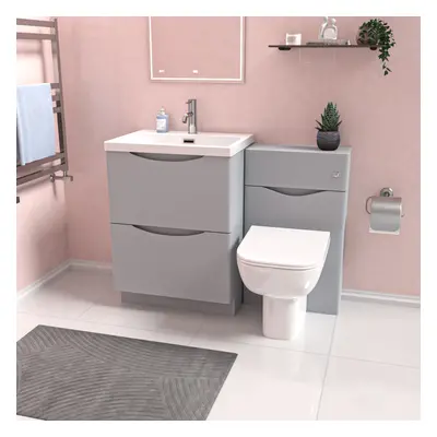 Nes Home 1100mm Freestanding Matte Grey Vanity Cabinet, WC & Modern BTW Toilet