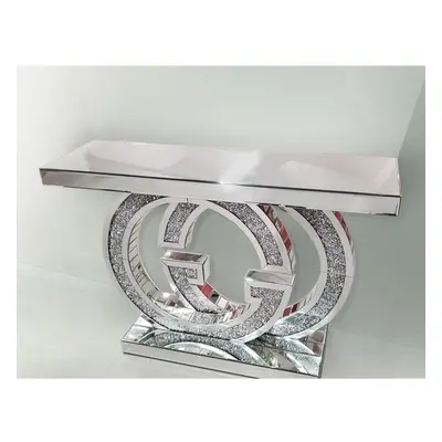 GG Diamond Crush Mirrored Console Table-120cm