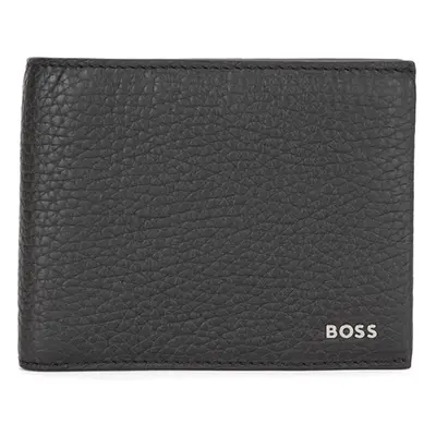 BOSS Mens Crosstown Trifold Trifold wallet in grained Italian leather with coin pocket