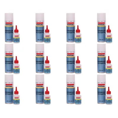 Soudal Mitre Kit Fast Bonding System Superglue 50g and Activator 200ml (White) (Pack of 12)