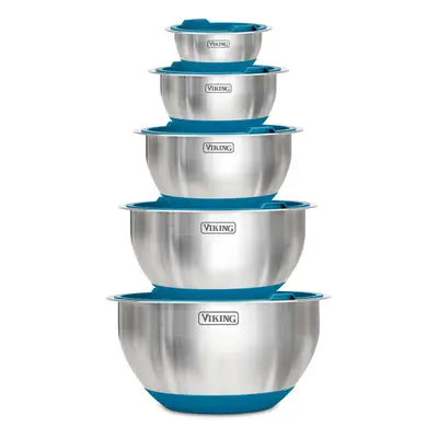 VIKING Culinary Stainless Steel Mixing Bowl Set piece Nonslip Silicone Base Includes Airtight Li