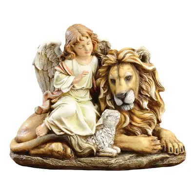 Joseph's Studio by Roman Angel Sitting with Lion and Lamb 11-1/2-Inch