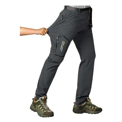 (GRAY, Asian size XXXL) Spring Hiking Tactical Pants Men Waterproof Detachable Fishing Wear Clim