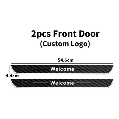 (For A-M-G, 2pcs Front door) Carbon fiber Car Door Sill Light Threshold Lamp Customized Logo Pow