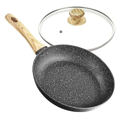 (Frying Pan 30cm, Black) Frying Pan with Lid 30cm, Non Stick Frying Pan 30cm with Bakelite Handl