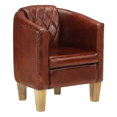 (light brown) vidaXL Tub Chair Office Single Sofa Armchair Couch Lounge Chair Real Leather