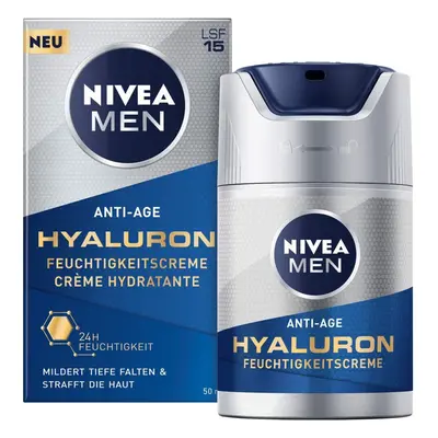 Nivea Men Anti-Age Hyaluronic Moisturising Cream (50 ml), Face Cream with SPF 15, Smooths Even D