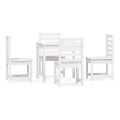 vidaXL Garden Dining Set Patio Table and Chair Piece White Solid Wood Pine