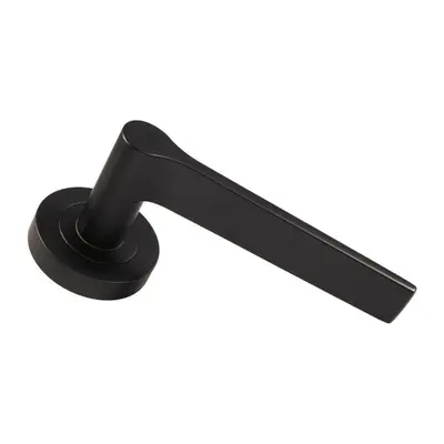 PAIR Straight Rounded Handle on Round Rose Concealed Fix Matt Black