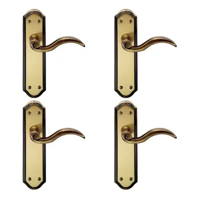 4x PAIR Spiral Sculpted Handle on Latch Backplate x 48mm Florentine Bronze