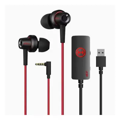 (Black Red) Edifier GM260+Sound Card Version In-ear Wired Microphone HIFI 7.1 Channel Headphones