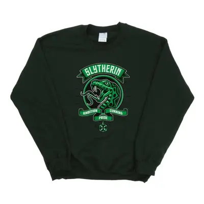 (L, Forest Green) Harry Potter Mens Slytherin Toon Crest Sweatshirt