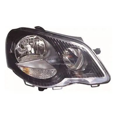 VW Polo Mk4 Gti 9N3 Hatchback 6/2005-3/2010 Black Headlight Lamp Drivers Side