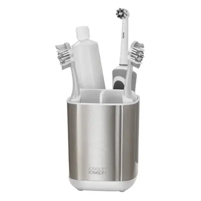 Joseph Joseph EasyStore Stainless-Steel Toothbrush Holder Bathroom Storage Organizer caddy, Smal