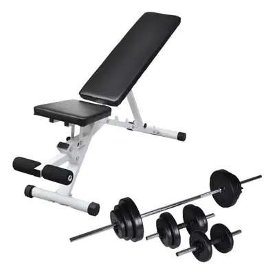 vidaXL Workout Bench with Barbell and Dumbbell Set 30.5kg Fitness Equipment